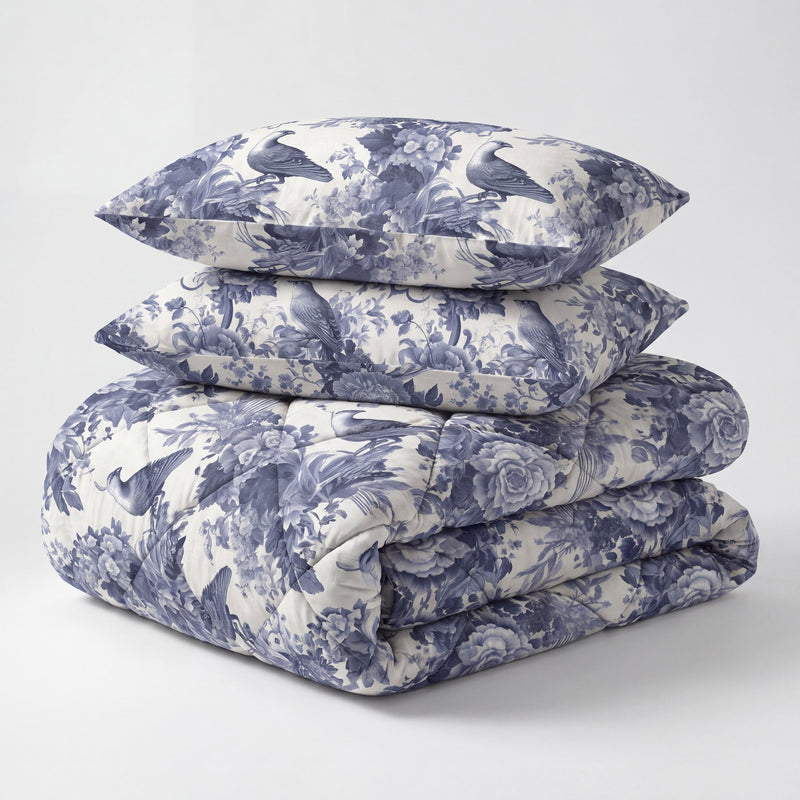 Nano-Printed-Bettdecke Reverie Blue