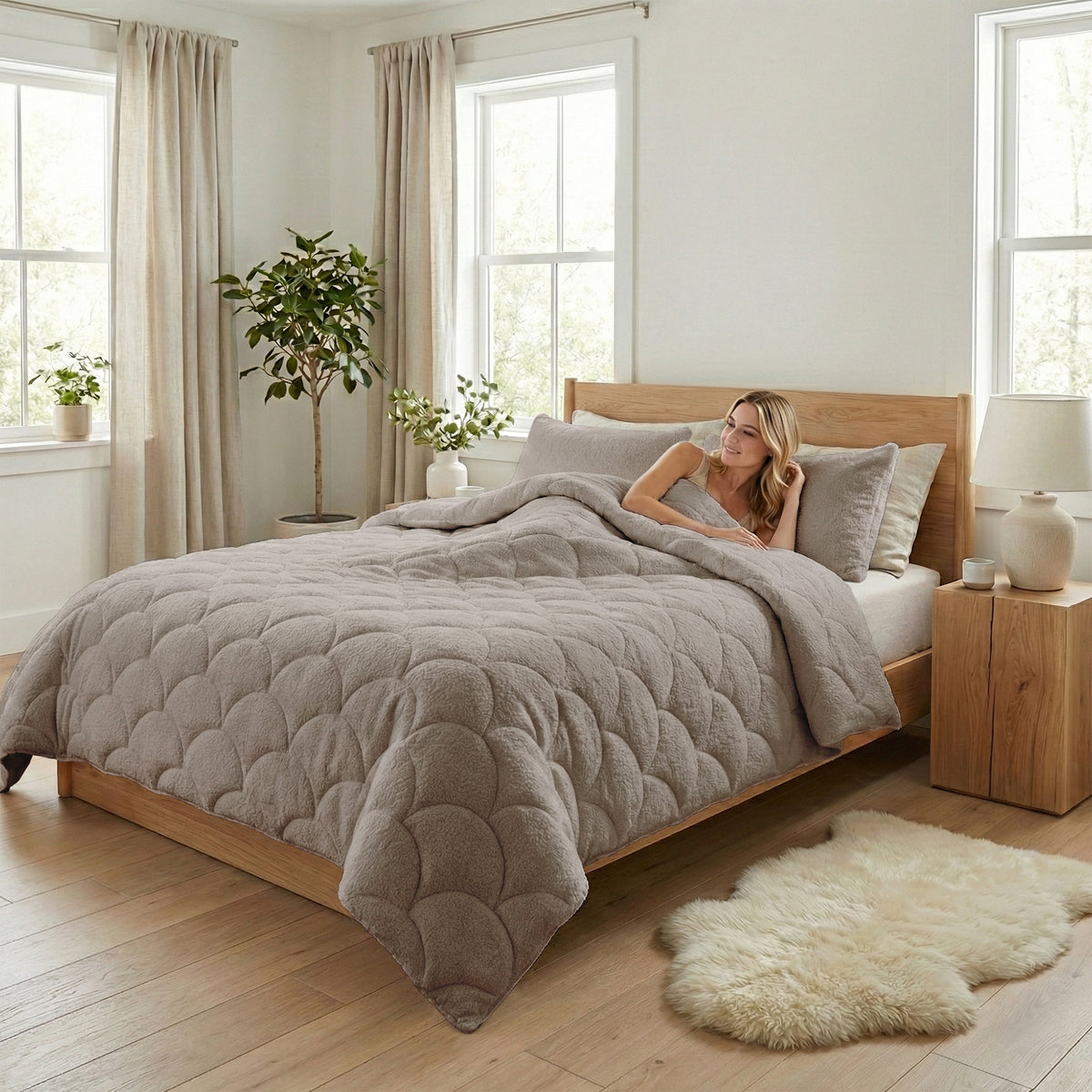 Teddy dekbed Taupe