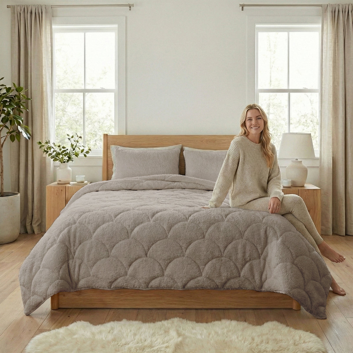Teddy dekbed Taupe