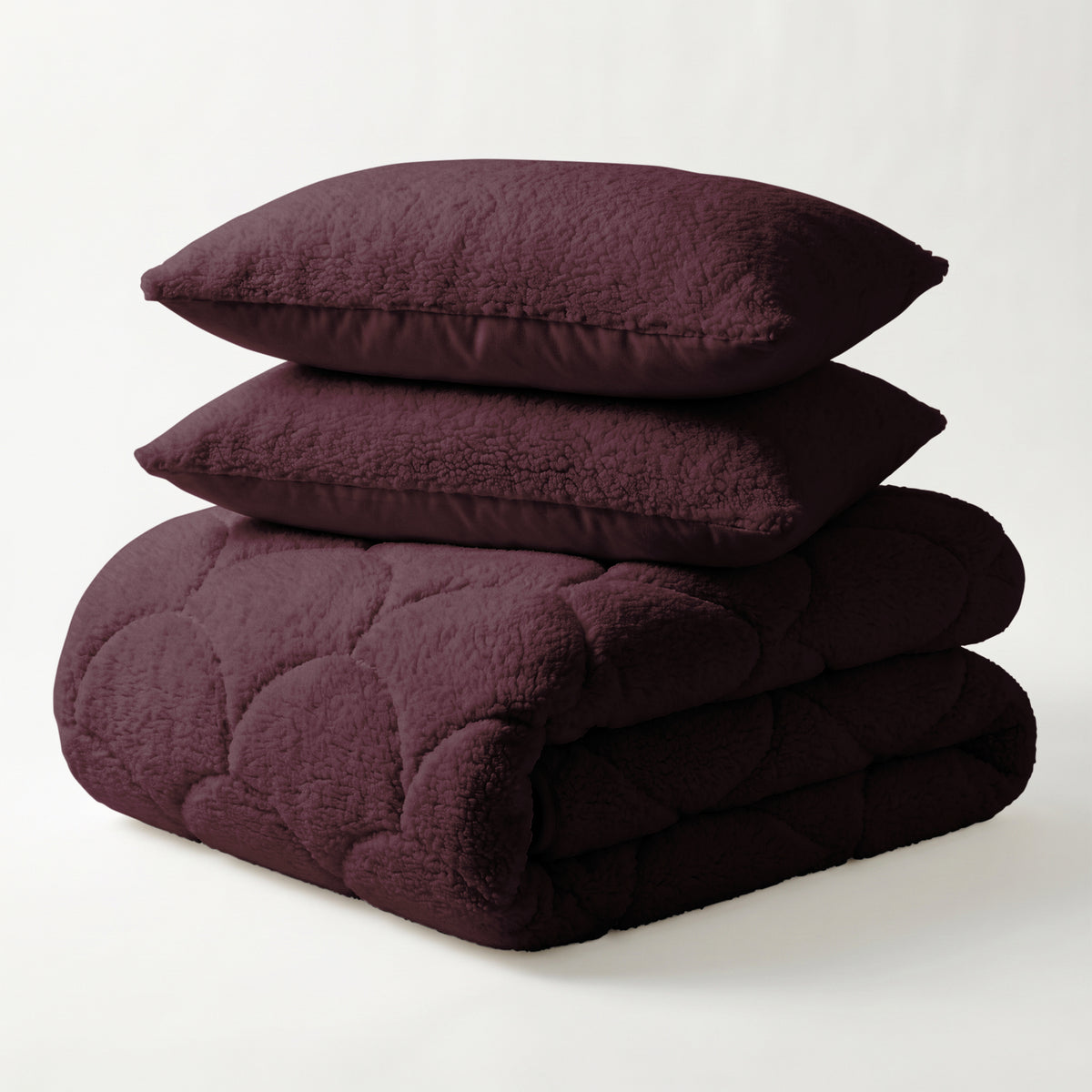 Teddy dekbed Bordeaux
