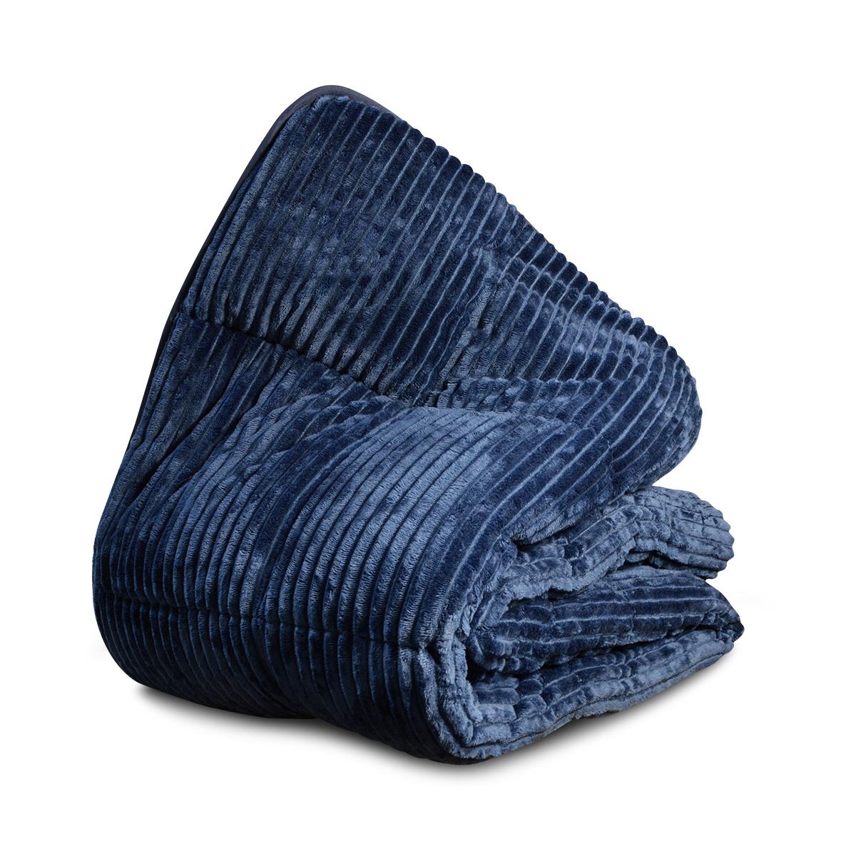 Teddy Rib Bettdecke Blau