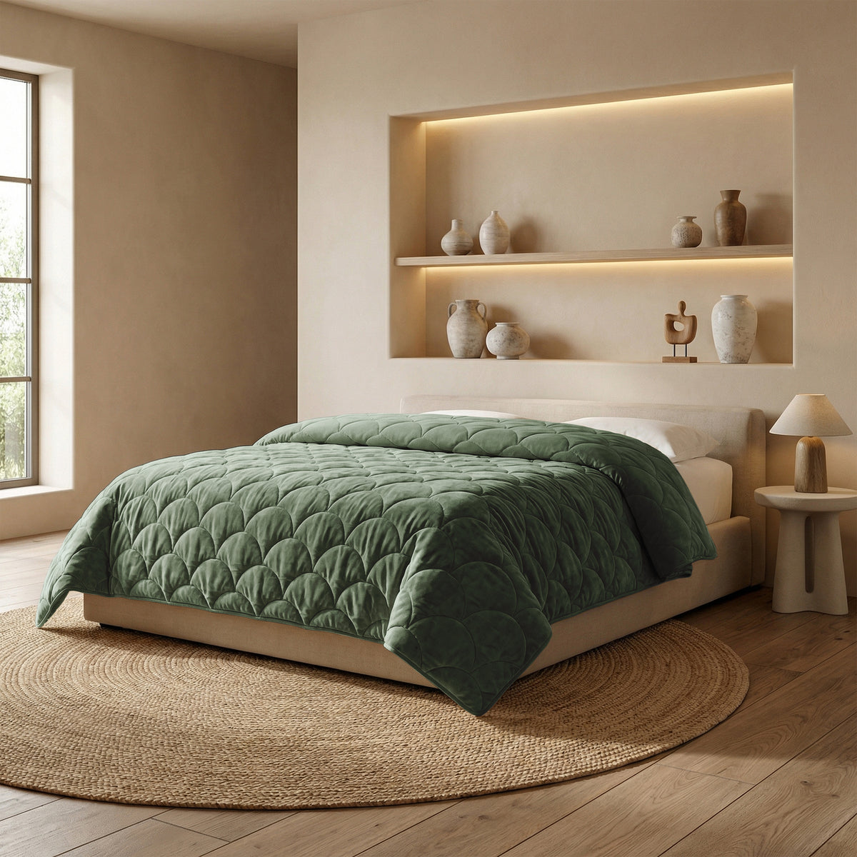 Chenille Velvet dekbed Hedge Groen