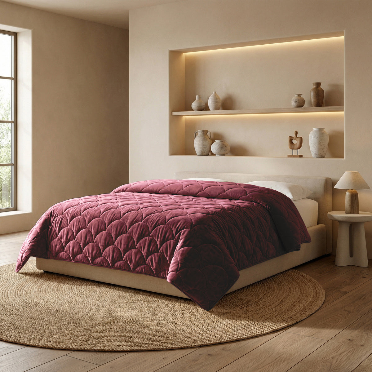 Chenille Velvet dekbed Burgundy