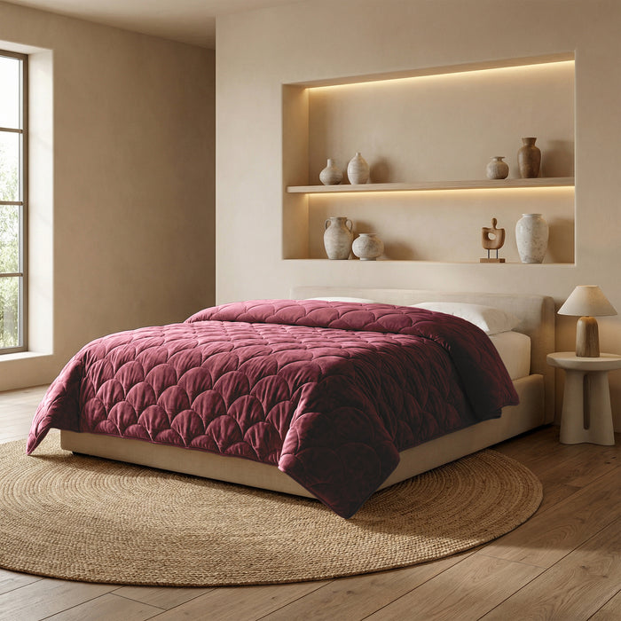 Chenille-Velvet-Bettdecke Bordeaux