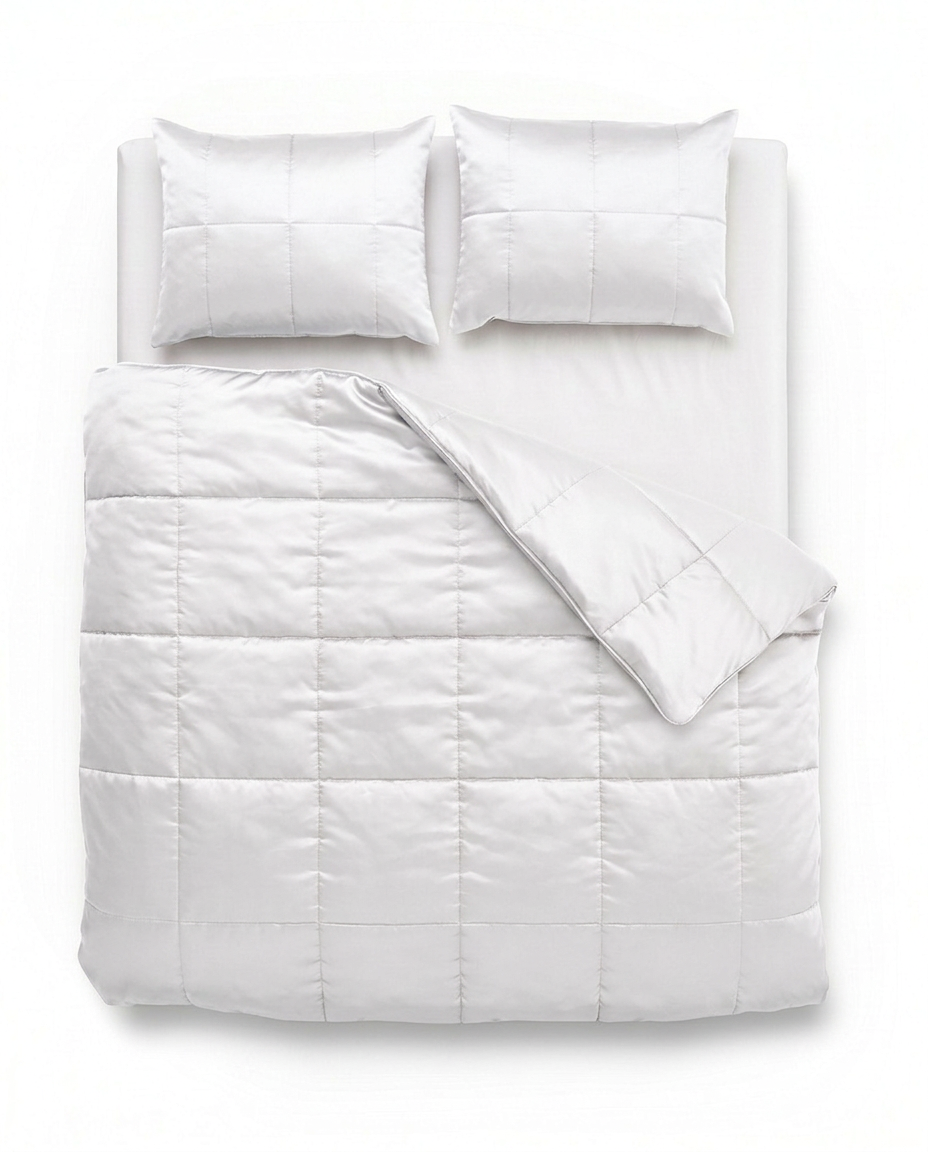 Satijn dekbed Snow White van bovenaf op bed