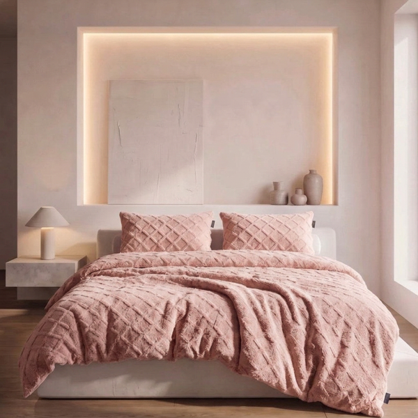 Jacquard Teddy Bettbezug Peach