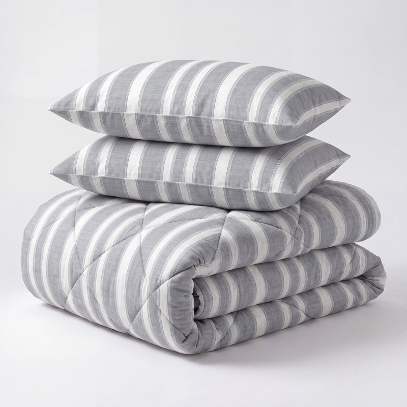 Nano-Printed-Bettdecke Divided Grey