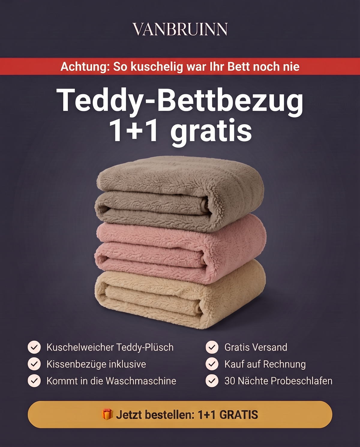 Teddy-Bettbezug 1+1 gratis