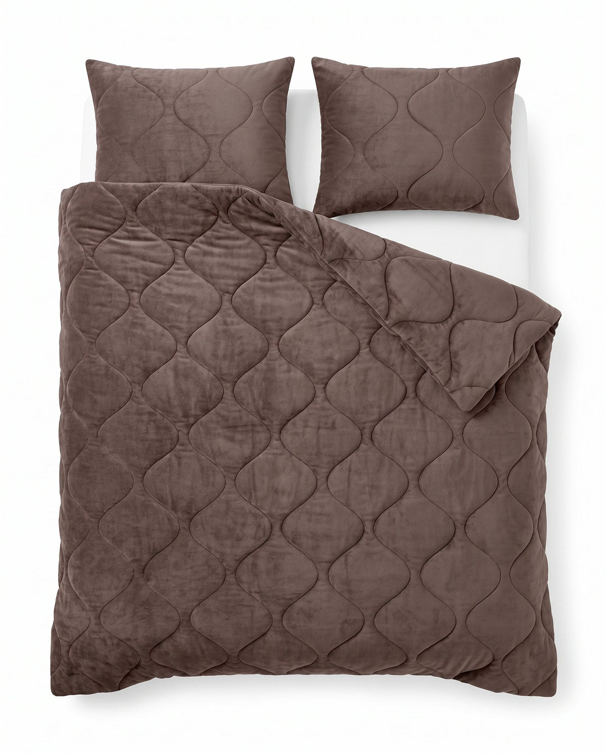 Flanel Velvet dekbed Bruin van bovenaf op bed