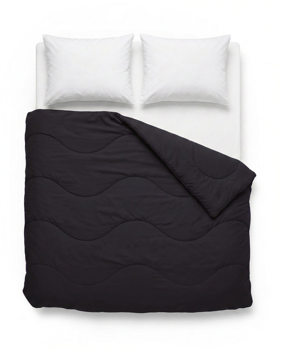 VANBRUINN Superweich Schwarz von oben auf dem Bett