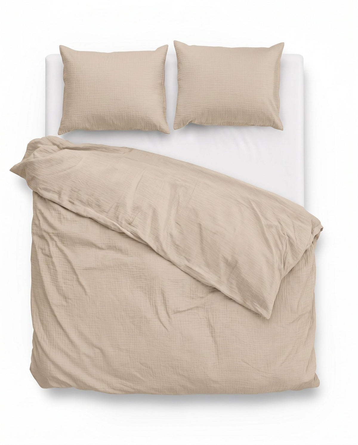 Mousseline dekbed Zand van bovenaf op bed