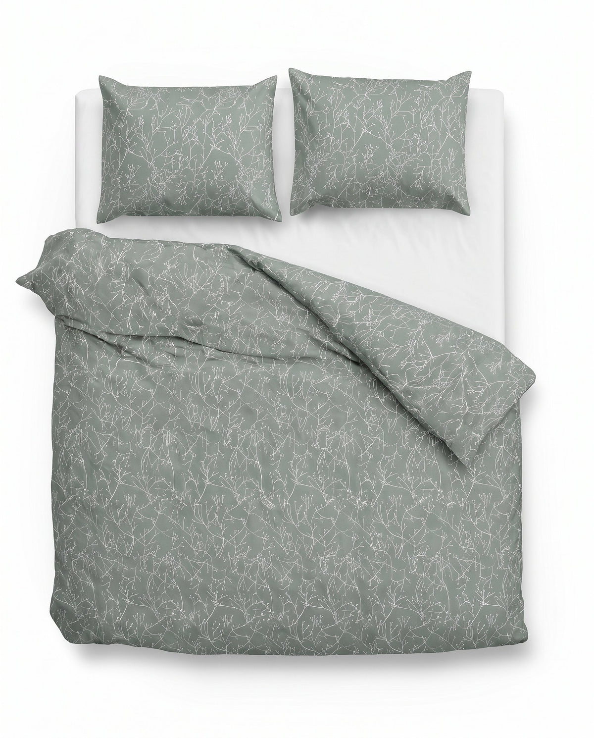 Nano Printed dekbed Flower Buds van bovenaf op bed