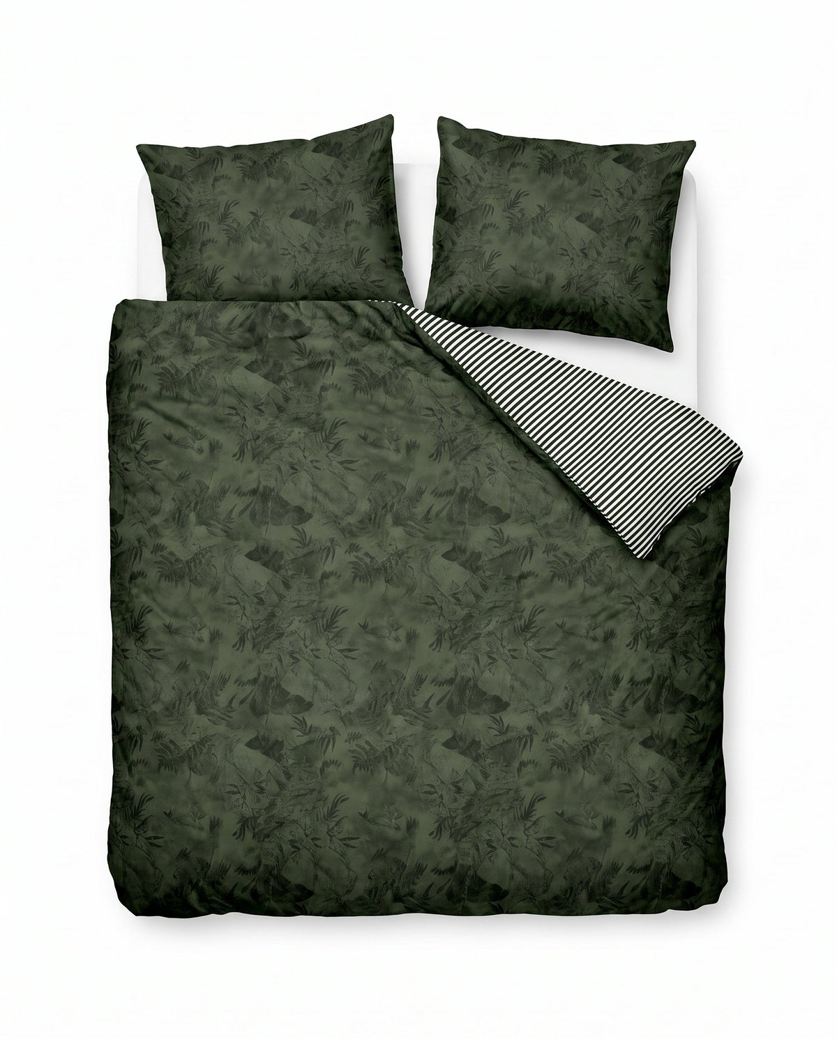Print dekbed Green Woods van bovenaf op bed
