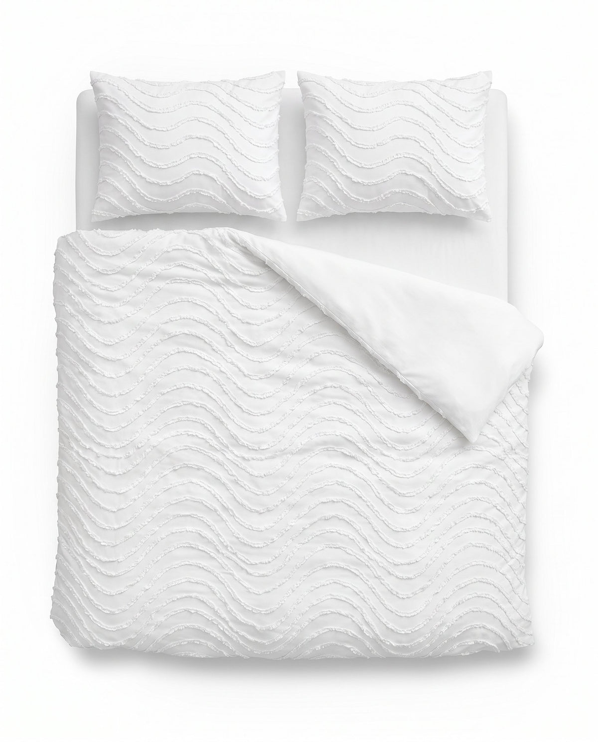 Tufted Waves dekbed Wit van bovenaf op bed
