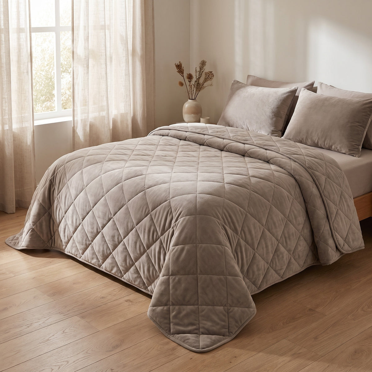 VANBRUINN Velvet Winterdekbed Taupe Grey slaapkamer